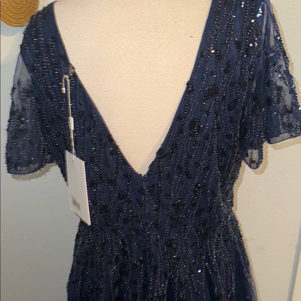 Mac Duggal Midnight Blue Sequin Midi Dress - Picture 5 of 7
